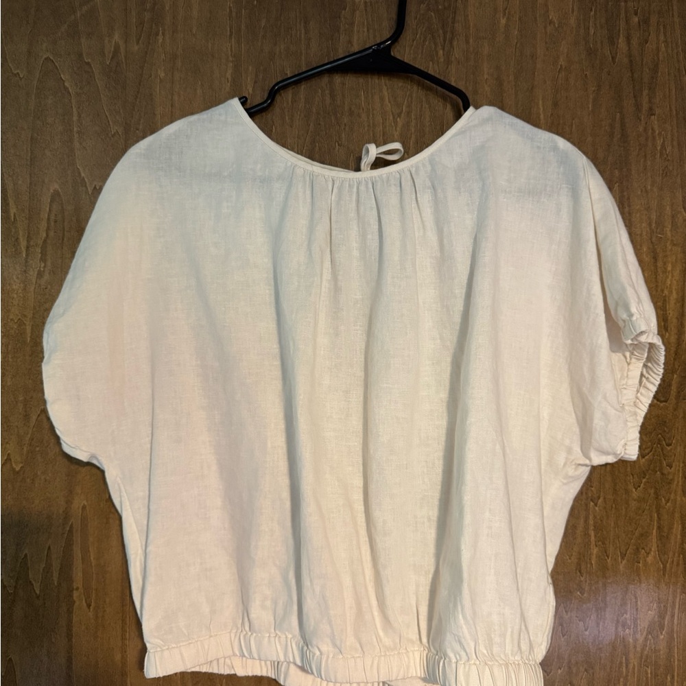 Madewell Cream Blouse with Tie Back